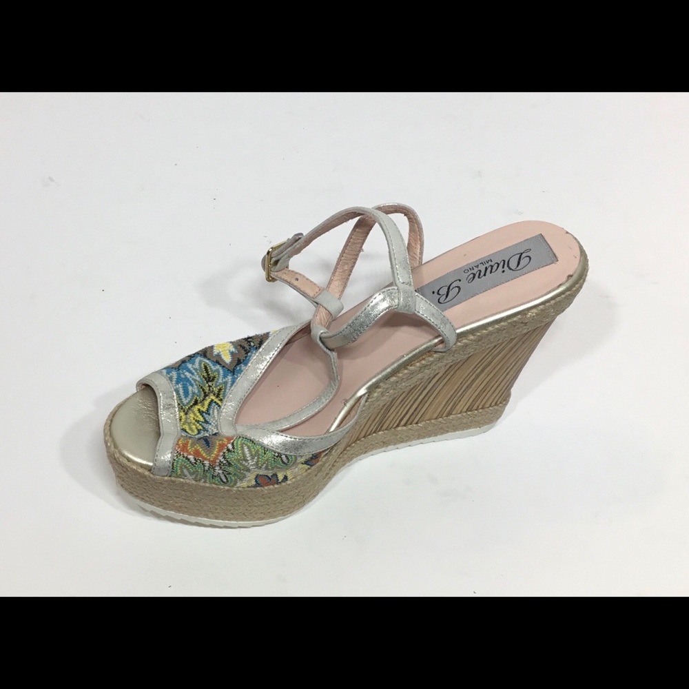 Floral Diane B for Milano Open Toe Wedge Sandal - Picture 6 of 8